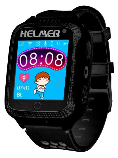 HELMER dětské hodinky LK 707 s GPS lokátorem/ dotykový display/ IP54/ micro SIM/ kompatibilní s Android a iOS/ černé