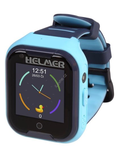 HELMER dětské hodinky LK 709 s GPS lokátorem/ dot. display/ 4G/ IP67/ nano SIM/ videohovor/ foto/ Android a iOS/ modré