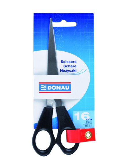 kancelářské nůžky 16 cm, symetrické, ocel, odol.plast, černé