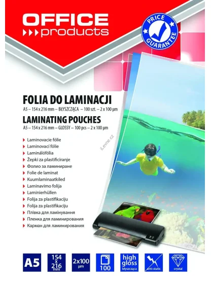 laminovací fólie, A5, lesklá, 2x100µm, 100ks