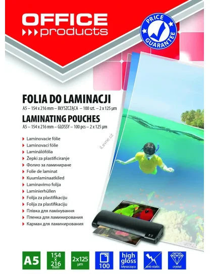 laminovací fólie, A5, lesklá, 2x125µm, 100ks