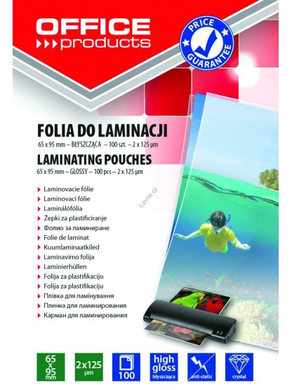 laminovací kapsy 65 x 95 mm 2 x 125 µm, lesklé - 100 ks