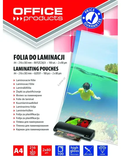 laminovací kapsy, A4, 2 x 80 µm, lesklé - 100 ks