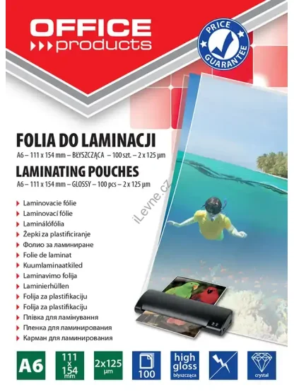 laminovací kapsy A6, lesk, 2x125µm, 100 ks