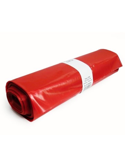 LDPE pytle na odpad rolované 120 l, 70 x 110 cm, 80 µm červené 15 ks/role