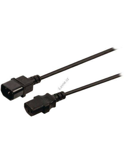 napájecí prodlužovací kabel, konektor IEC-320-C14, kon. IEC-320-C13, černý, 3m