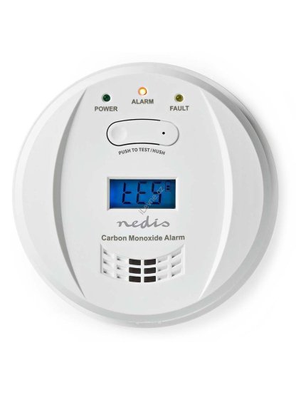 NEDIS detektor oxidu uhelnatého/ EN 50291/ hlasitost 85 dB/ 2x AA/ životnost až 5 let/ bílý