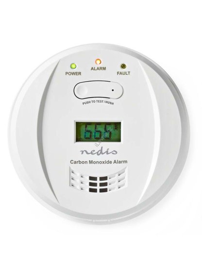 NEDIS detektor oxidu uhelnatého/ EN 50291/ hlasitost 85 dB/ 2x AA/ životnost až 5 let/ bílý