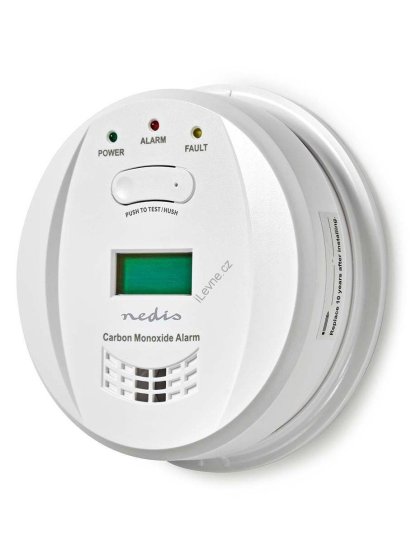 NEDIS detektor oxidu uhelnatého/ EN 50291/ hlasitost 85 dB/ 2x AA/ životnost až 5 let/ bílý