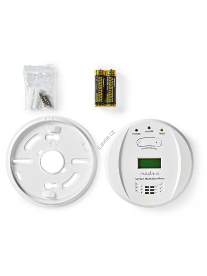 NEDIS detektor oxidu uhelnatého/ EN 50291/ hlasitost 85 dB/ 2x AA/ životnost až 5 let/ bílý