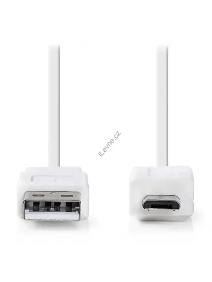 NEDIS kabel USB 2.0/ zástrčka A - zástrčka micro B/ plochý/ bílý/ 1m