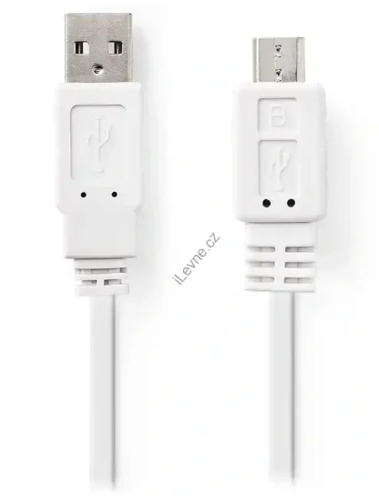 NEDIS kabel USB 2.0/ zástrčka A - zástrčka micro B/ plochý/ bílý/ 1m