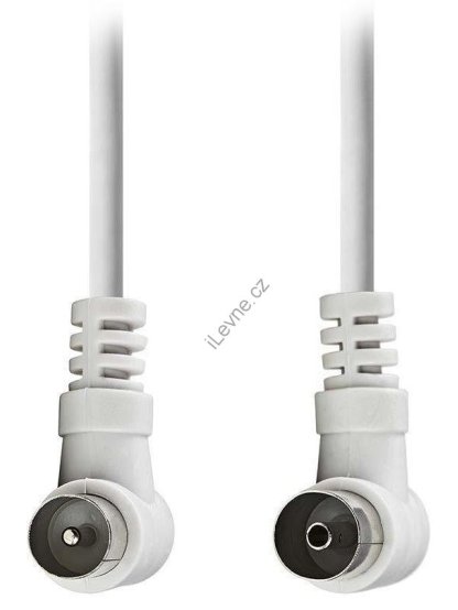 NEDIS koaxiální anténní kabel/ koaxiální zástrčka úhlová - koaxiální zásuvka úhlová/ bílý/ 1,5m
