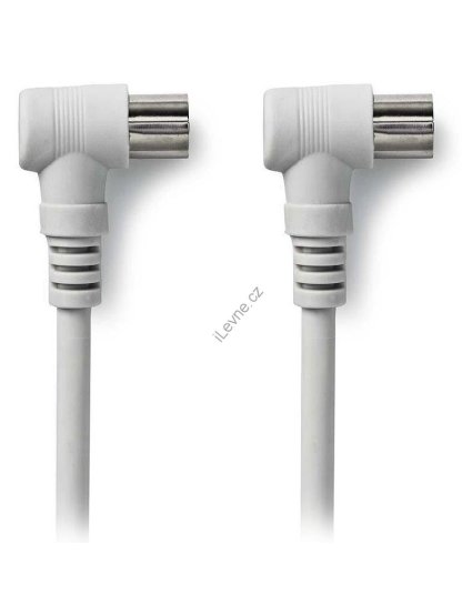 NEDIS koaxiální anténní kabel/ koaxiální zástrčka úhlová - koaxiální zásuvka úhlová/ bílý/ 1,5m