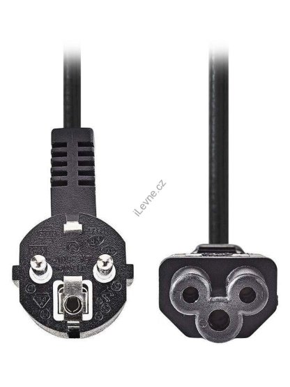 NEDIS napájecí kabel 230V/ přípojný 10A/ konektor IEC-320-C5/ úhlová zástrčka Schuko/ trojlístek/ černý/ 2m