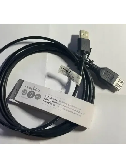 NEDIS prodlužovací kabel USB 2.0/ zástrčka A - zásuvka A/ černý/ bulk/ 2m
