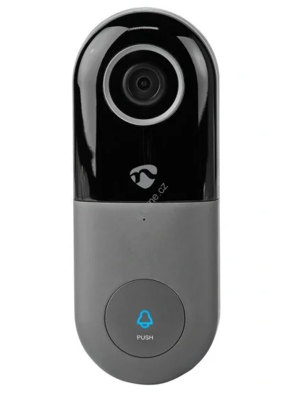 NEDIS Wi-Fi chytrý domovní zvonek s kamerou/ 1280x720/ 1Mpx/ IP53/ ovládání pomocí aplikace/ microSD Slot/ šedý