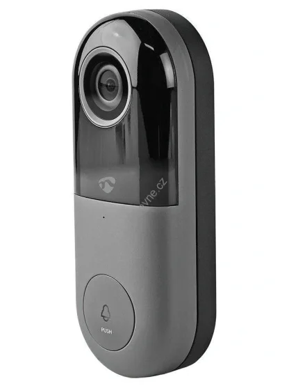 NEDIS Wi-Fi chytrý domovní zvonek s kamerou/ 1280x720/ 1Mpx/ IP53/ ovládání pomocí aplikace/ microSD Slot/ šedý