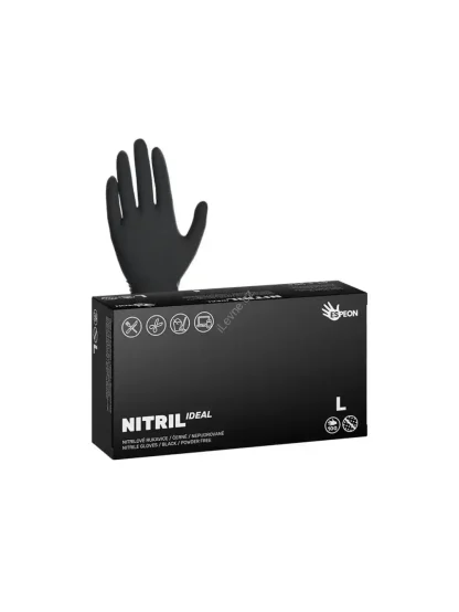 Nitrilové rukavice NITRIL IDEAL 100 ks - nepudrované, vel. L, černé, 3.5g