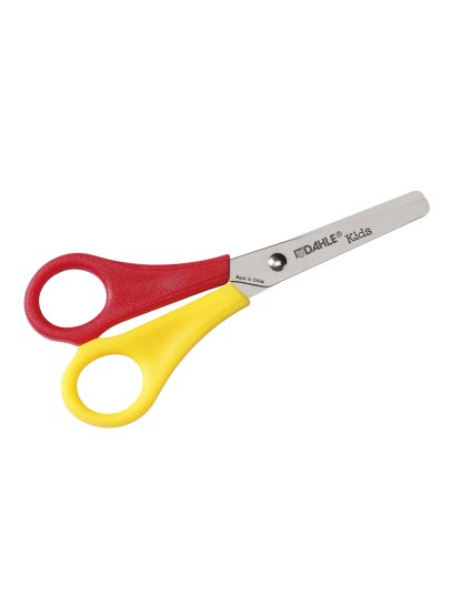 nůžky dětské, 13 cm, pro leváky, symetrické, červeno-žluté