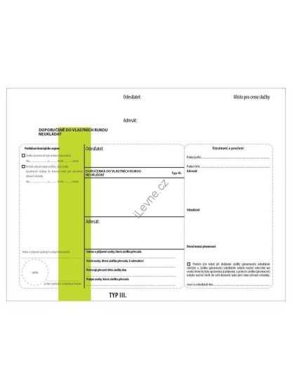 Obálka s doručenkou C5 se zel. pruhem, typ 3 pro obecné použití, rozměr 215x164 mm