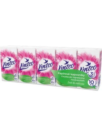 Papírové kapesníky Linteo 3-vrstvé bílé, 10x10ks