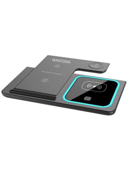 PATONA bezdrátová nabíječka 3v1, pro Iphone, Apple Watch a sluchátka Airpods, vstup 9V/2A, 5V/3A