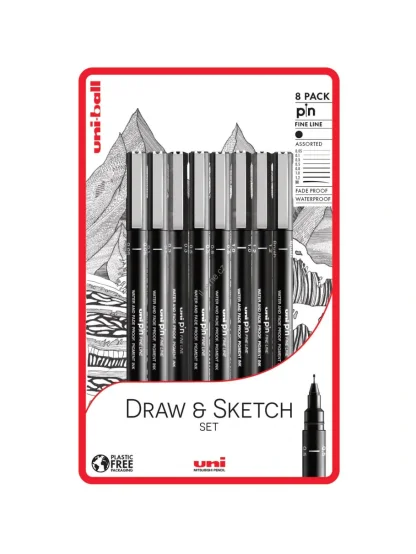 PIN Draw and Sketch sada 8 ks linerů, černý