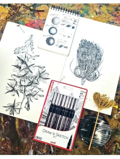 PIN Draw and Sketch sada 8 ks linerů, černý