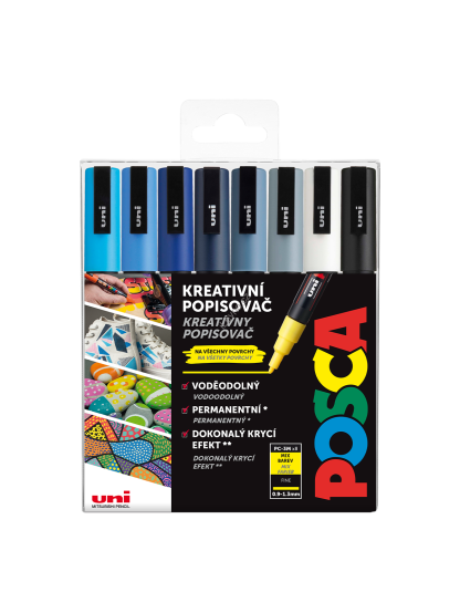 Posca sada popisovačů PC-3M, WINTER, 0,9 - 1,3 mm, mix chladných tónů (8 ks)