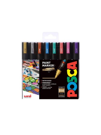 Posca sada popisovačů PC-5M, 1,8 - 2,5 mm, metalické barvy (8 ks)