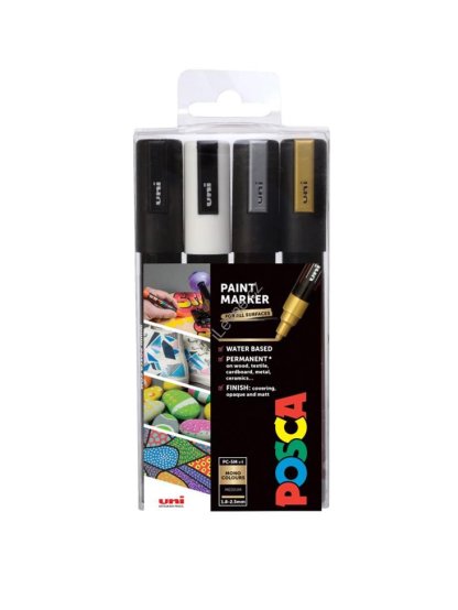 Posca sada popisovačů PC-5M, 1,8 - 2,5 mm, mix barev (4 ks)