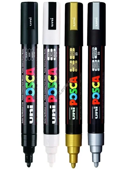 Posca sada popisovačů PC-5M, 1,8 - 2,5 mm, mix barev (4 ks)