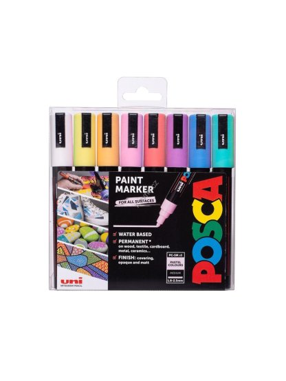 Posca sada popisovačů PC-5M, 1,8 - 2,5 mm, pastelové barvy (8 ks)