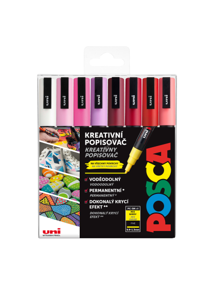 Posca sada popisovačů PC-5M, LOVE, 0,9 - 1,3 mm, mix teplých tónů (8 ks)