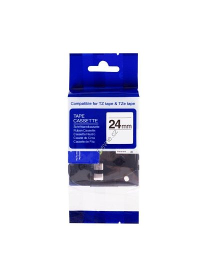 PRINTLINE kompatibilní páska s Brother TZE-253, 24mm, modrý tisk/bílý podklad