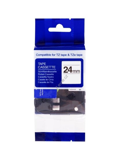 PRINTLINE kompatibilní páska s Brother, TZE-S251,24mm, černý tisk/bílý podklad, extr. adh.