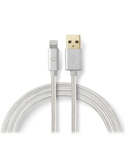PROFIGOLD Lightning/USB 2.0 kabel/ Apple Lightning 8pinový - USB-A zástrčka/ nylon/ stříbrný/ BOX/ 3m