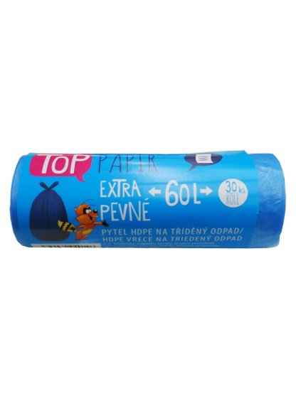 Pytel HDPE na tříděný odpad 60L, 30ks PAPÍR modrý