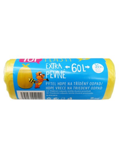 Pytel HDPE na tříděný odpad 60L, 30ks PLASTY žlutý