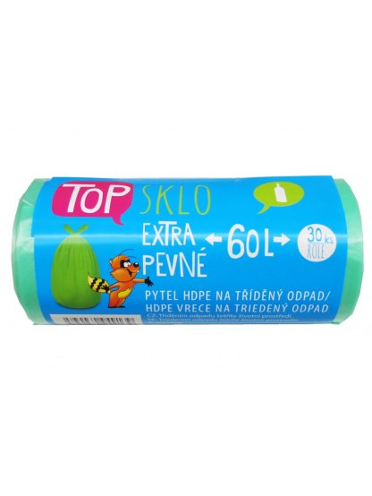 Pytel HDPE na tříděný odpad 60L, 30ks SKLO zelený