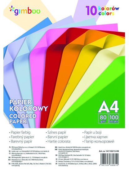 sada barevných papírů A4 80 g/m², 100 listů, mix barev