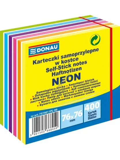samolepicí bločky 76 x 76 mm 400 listů, neon-pastelové barvy