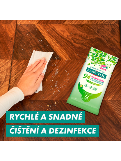 Sanytol - univerzální čisticí utěrky 94 % rostlinného původu, 72 ks
