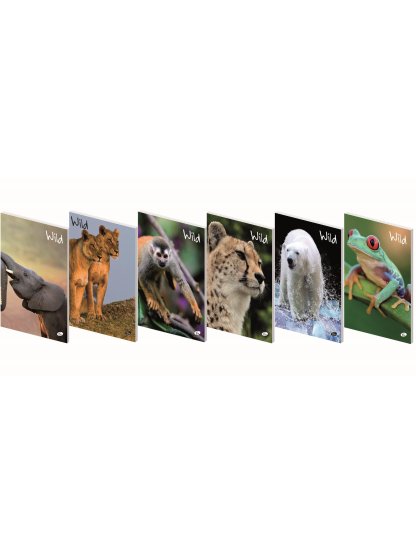 sešit 445 - Divoká příroda, A4, 80 g, 40 listů, čtvereček, mix 6 motivů