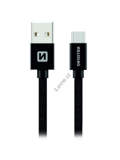 Swissten Datový Kabel Textile Usb / Usb-C 1,2 M Černý