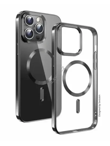 Swissten pouzdro clear jelly MagStick metallic pro iPhone 15 Pro Max