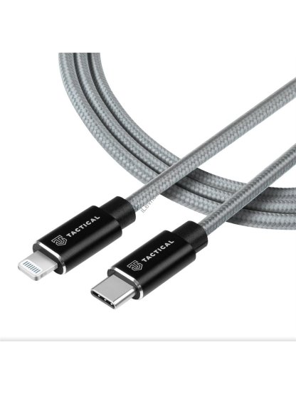 Tactical Fast Rope Aramid Cable USB-C/Lightning MFi 1m Grey