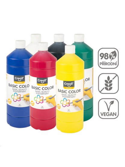 temperové barvy, 6 x 1000 ml, mix barev