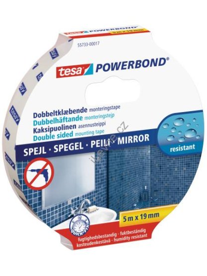 Tesa montážní pěnová páska na zrcadla, 5 m x 19 mm, oboustranná, bílá